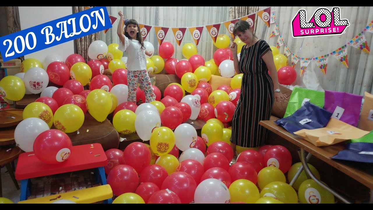 200 sarı kırmızı balon patlatma, balonlar içinde sürpriz Elif ve Eğlenceli Video #EvdeKal #SendeOyna